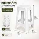Ver imagem 3 de Banqueta Bistro Alta Empilhável Polipropileno Branco 130kg 69cm