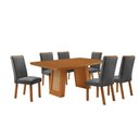 Ver imagem 3 de Mesa de Jantar Carolina 6 Lugares MDF Cadeiras Lira Linho Grafite 180cm Moderna