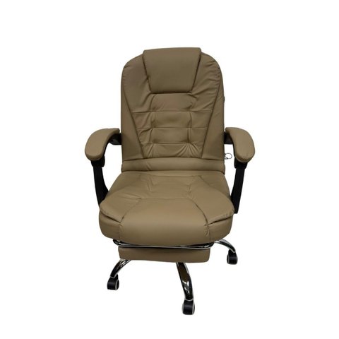 Cadeira Escritório Presidente Executiva Luxo com Massageador e Descanso de Pernas Retrátil Marrom