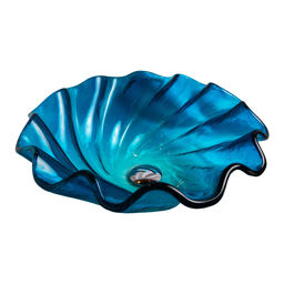 Cuba Vidro Evier Glass Shell Azul Banheiro Flower Murano Shell - 2