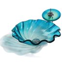 Ver imagem 1 de Cuba Vidro Evier Glass Shell Azul Banheiro Flower Murano Shell