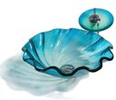 Ver imagem 1 de Cuba Vidro Evier Glass Shell Azul Banheiro Flower Murano Shell