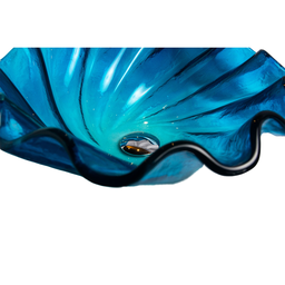 Cuba Vidro Evier Glass Shell Azul Banheiro Flower Murano Shell - 4