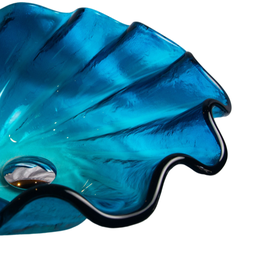 Cuba Vidro Evier Glass Shell Azul Banheiro Flower Murano Shell - 3