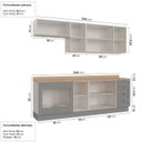 Ver imagem 2 de Cozinha Modulada 6 Peças 1 Tampo, Portas de Vidro e Balcão Arizona CabeCasa MadeiraOriginals Cinza/B