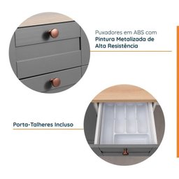 Cozinha Modulada 6 Peças com Tampo, Portas de Vidro e Balcão de Embutir Arizona CabeCasa MadeiraMadeira - 5