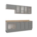 Ver mais imagens de Cozinha Modulada 6 Peças 1 Tampo, Portas de Vidro e Balcão Arizona CabeCasa MadeiraOriginals Cinza/B