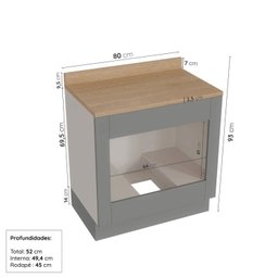 Cozinha Modulada 6 Peças com Tampo, Portas de Vidro e Balcão de Embutir Arizona CabeCasa MadeiraMadeira - 17