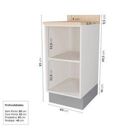 Cozinha Modulada 6 Peças com Tampo, Portas de Vidro e Balcão de Embutir Arizona CabeCasa MadeiraMadeira - 14