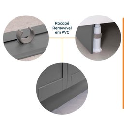 Cozinha Modulada 6 Peças com Tampo, Portas de Vidro e Balcão de Embutir Arizona CabeCasa MadeiraMadeira - 6