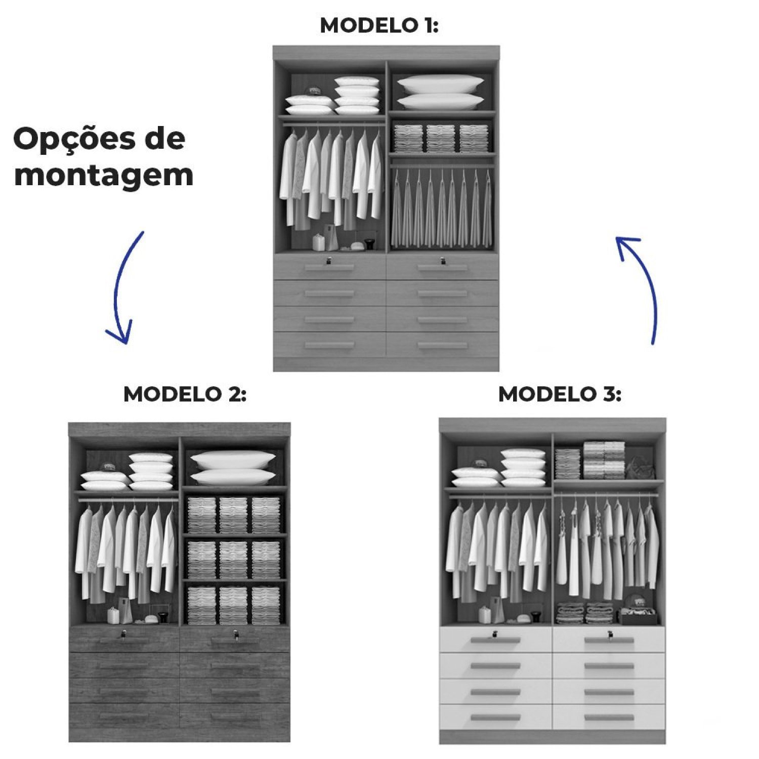 Guarda Roupa Solteiro MDF 4 Portas 8 Gavetas Marselha Plus - 6