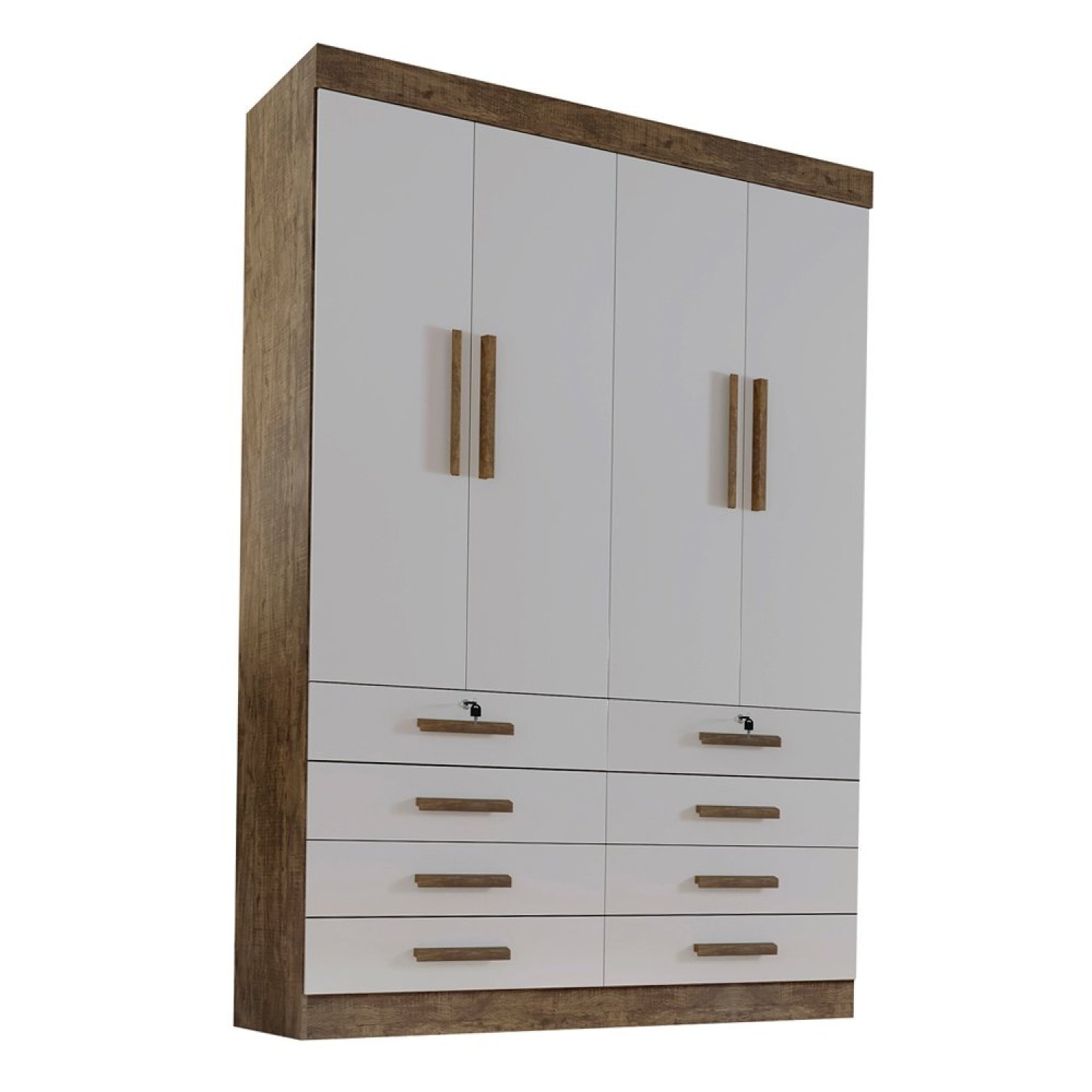 Guarda Roupa Solteiro MDF 4 Portas 8 Gavetas Marselha Plus - 4