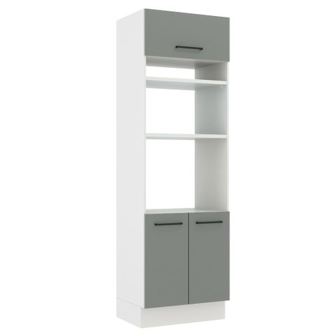 Torre Quente Madesa Agata 70 cm 3 Portas Branco/Cinza Cor:Branco/Cinza