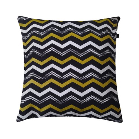 Almofada Preta Chevron 40x40cm Dourados - Capa com enchimento