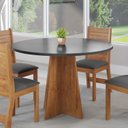 Ver imagem 2 de Mesa de Jantar 4 Lugares Redondo Tampo de MDF Chilli Cinza/Mel