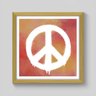 Quadro Paz e Amor Hippie - 40x40cm - Moldura Padrão Madeira - 1