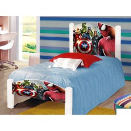 Cama Montessoriana Infantil Solteiro Adesivada Vingadores - 1