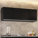 Ver imagem 4 de Armário Aéreo 160cm 4 Portas Nevada Preto - Lumil Móveis