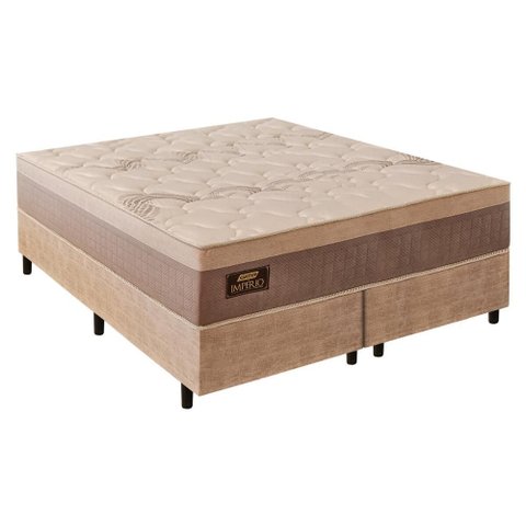 Cama Box Queen com Colchão Molas (158x198x72) Império Gazin Cr35392 Areia/bege