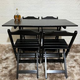 Conjunto Dobrável 120x70 Mesa com 4 Cadeiras Paraná Cor:preto - 1