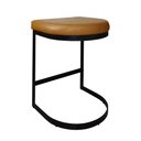 Ver imagem 1 de Banqueta Alta sem Encosto Estofada Estrutura Aço Carbono Nascar Base Dourada 65cm Courino Caramelo