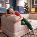 Ver mais imagens de Sofá Cama Cotton 1,50m Xpand Tech Tecido Velourê Bege Cama Inbox