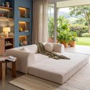 Ver imagem 2 de Sofá Cama Cotton 1,50m Xpand Tech Tecido Velourê Bege Cama Inbox