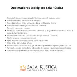 Queimador Lareira Ecológica a Álcool 92.8 ou Etanol 150cm - Ampato - 10