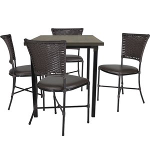 Jogo Mesa e 4 Cadeiras Gramado de Área Jardim Móveis Interno e Externo, Fibra Sintética Junco