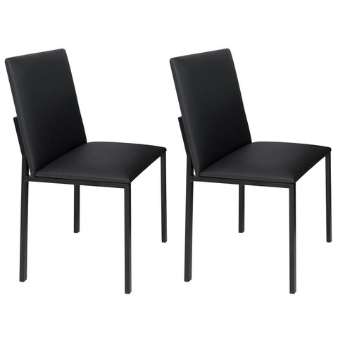 Conjunto 2 Cadeiras Industrial Aço e Corino Preto Dubai