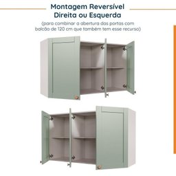 Cozinha Modulada 6 Peças com Tampo, Portas de Vidro e Balcão de Embutir Cabecasa Madeiramadeira - 13