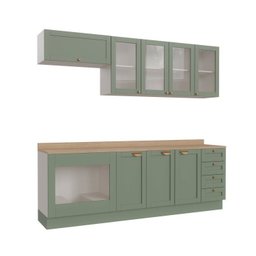 Cozinha Modulada 6 Peças com Tampo, Portas de Vidro e Balcão de Embutir Cabecasa Madeiramadeira - 8