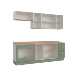 Cozinha Modulada 6 Peças com Tampo, Portas de Vidro e Balcão de Embutir Cabecasa Madeiramadeira - 9