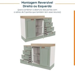 Cozinha Modulada 6 Peças com Tampo, Portas de Vidro e Balcão de Embutir Cabecasa Madeiramadeira - 16