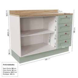 Cozinha Modulada 6 Peças com Tampo, Portas de Vidro e Balcão de Embutir Cabecasa Madeiramadeira - 15