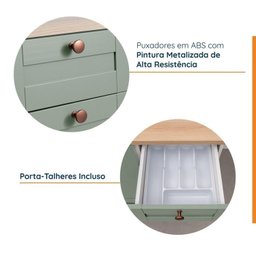 Cozinha Modulada 6 Peças com Tampo, Portas de Vidro e Balcão de Embutir Cabecasa Madeiramadeira - 5