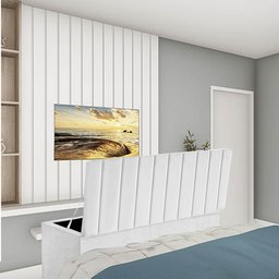 Calçadeira Baú Recamiel Casal 140CM Carla Suede Branco - D A DECOR - 1