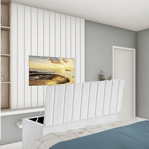 Calçadeira Baú Recamiel Casal 140CM Carla Suede Branco - D A DECOR