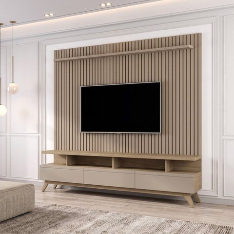 Rack com Painel Ripado para TV até 84 Polegadas 180cm Vivare