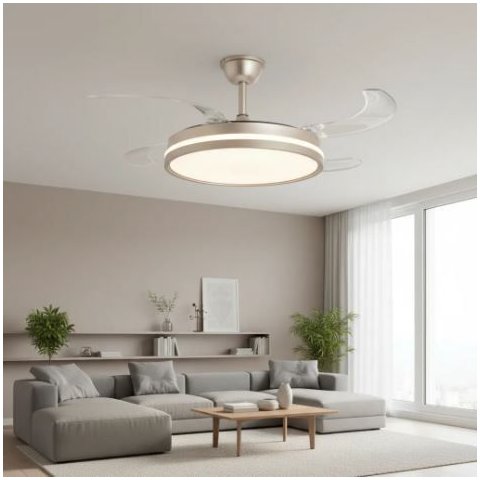 Ventilador Retrátil Dourado T&a-14 – Led Multicor + Controle