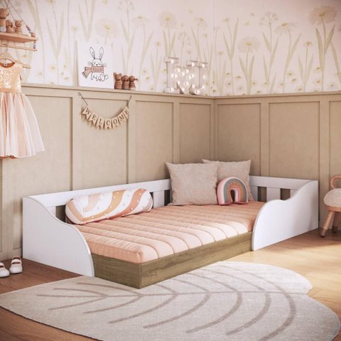 Cama Montessoriana Infantil Branca Mdp Memphis Quarto Art In Móveis