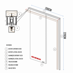 Kit Porta de Correr em Madeira com Ferragens P/ Portas de até 60kg - 3