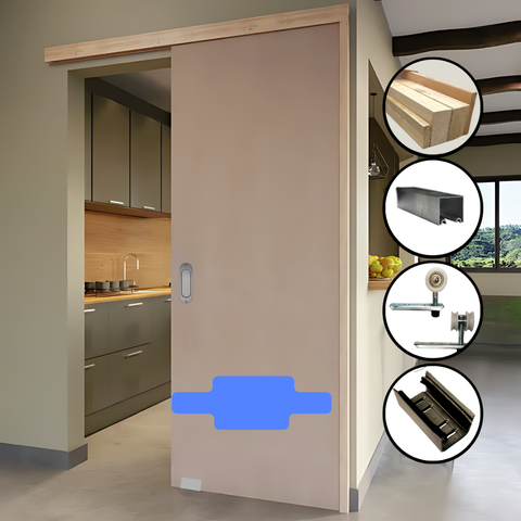 Kit Porta de Correr em Madeira com Ferragens P/ Portas de até 60kg