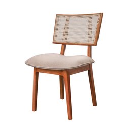 Conjunto Mesa Cristal com 6 cadeiras de Madeira Maciça, Rattan de Fibra 100% Natural e Estofada Livia Authentic - 13