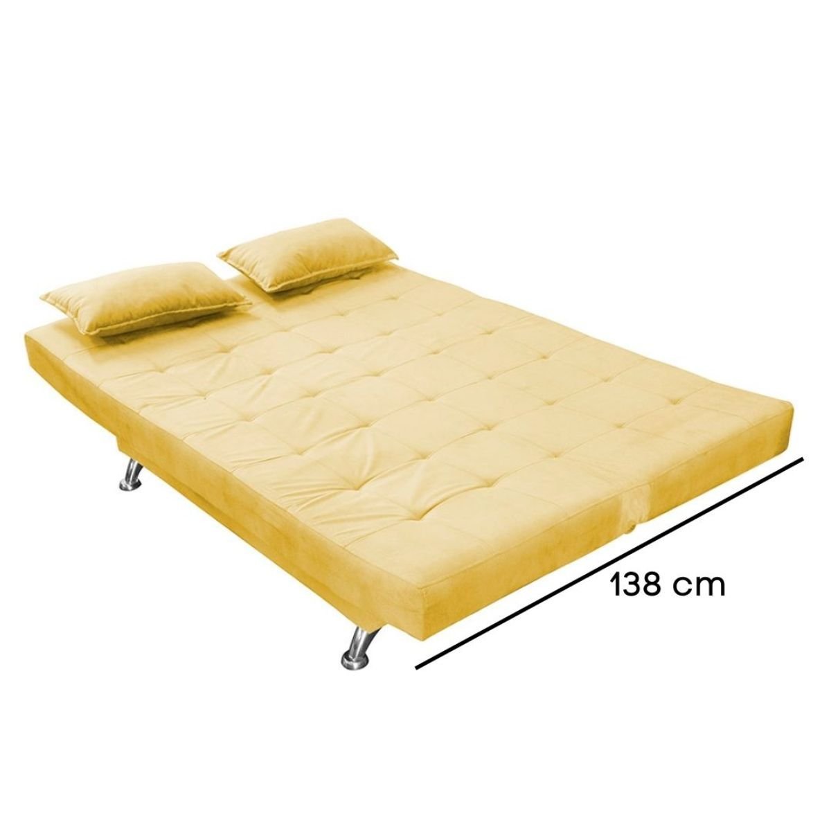 Sofá Cama Casal com Almofadas Gabriella Suede Amarelo - 4