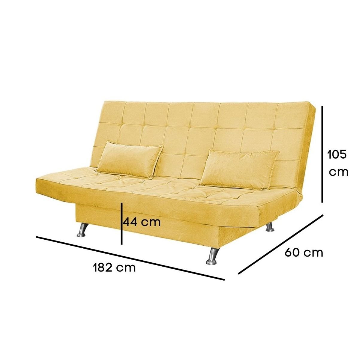 Sofá Cama Casal com Almofadas Gabriella Suede Amarelo - 3