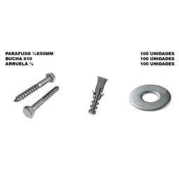 Kit Parafusos Sextavado Soberba 1/4x50mm com Bucha 10mm + Arruela 300 Unidades - 2