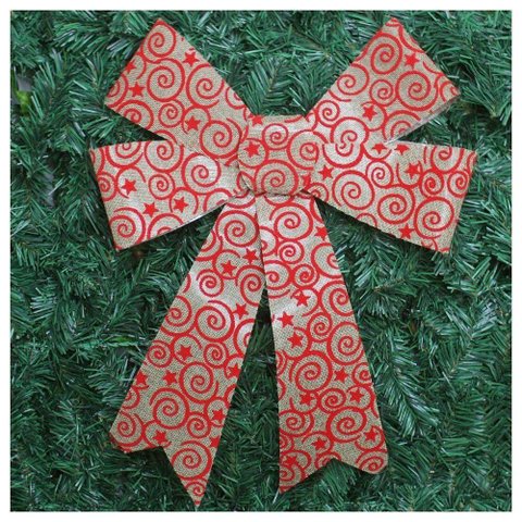 Kit 2 Enfeite Árvore Natal Laço Arabesco com Veludo 42 Cm