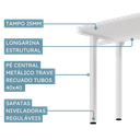 Ver imagem 5 de Mesa Auxiliar Lateral para Escrivaninha Plataforma Simples Pé Trave Smart 120x60cm Yescasa Branco