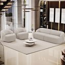 Ver imagem 2 de Sofá 3 Lugares Curvo Orgânico com 02 Poltronas Para Sala Living 250cm Barolo L06 Bouclê Bege - Lyam